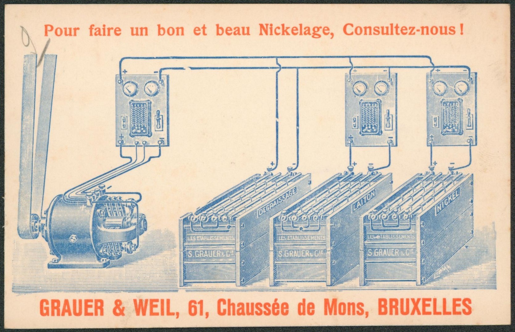 n°193 préo BRUXELLES 1925 sur CP imprimée (Grauer machines à polir et à meuler, métaux, ivoir,…) > Manage