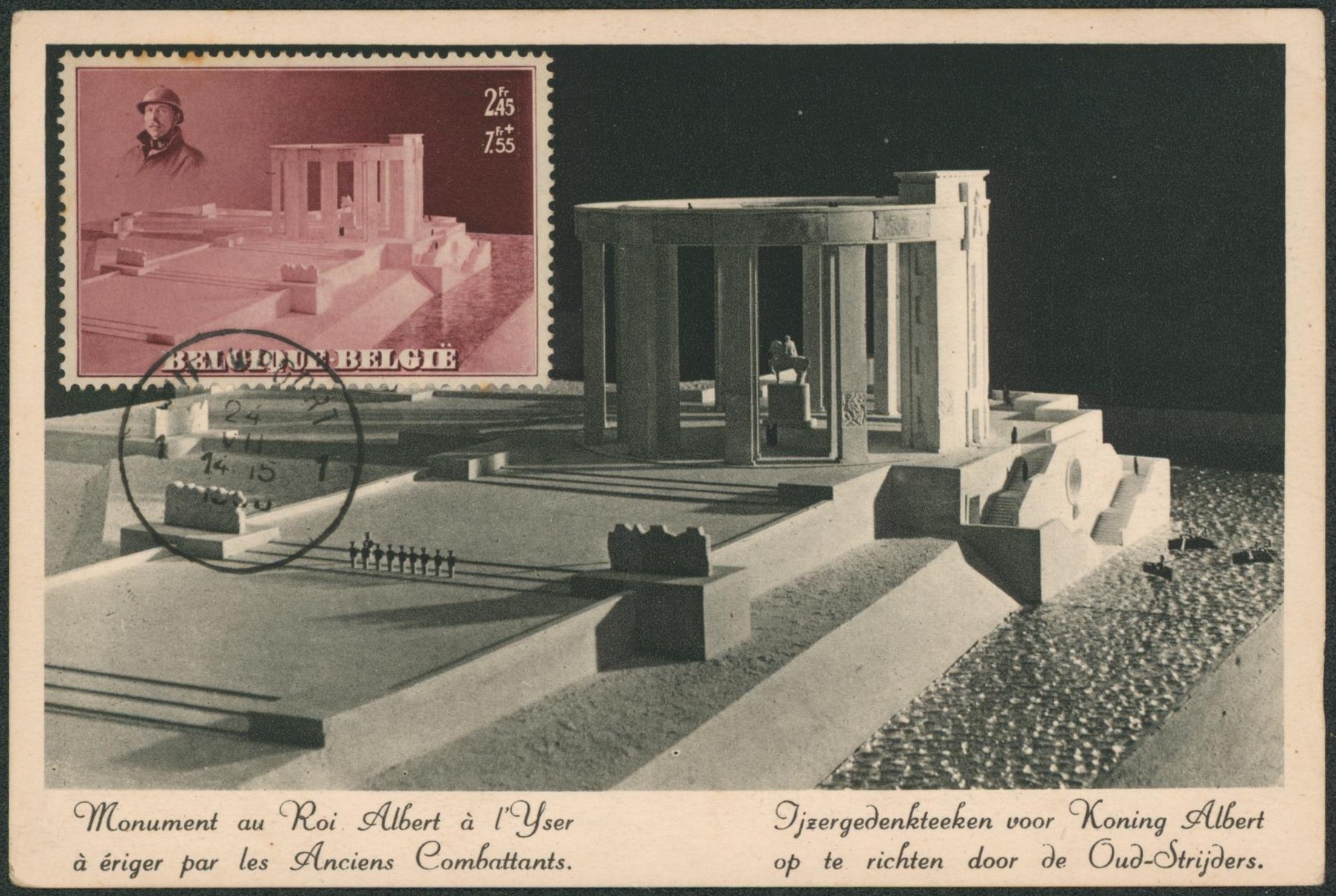 Carte-maximum - n°465A monument au roi Albert à L'yser. Tb et rare