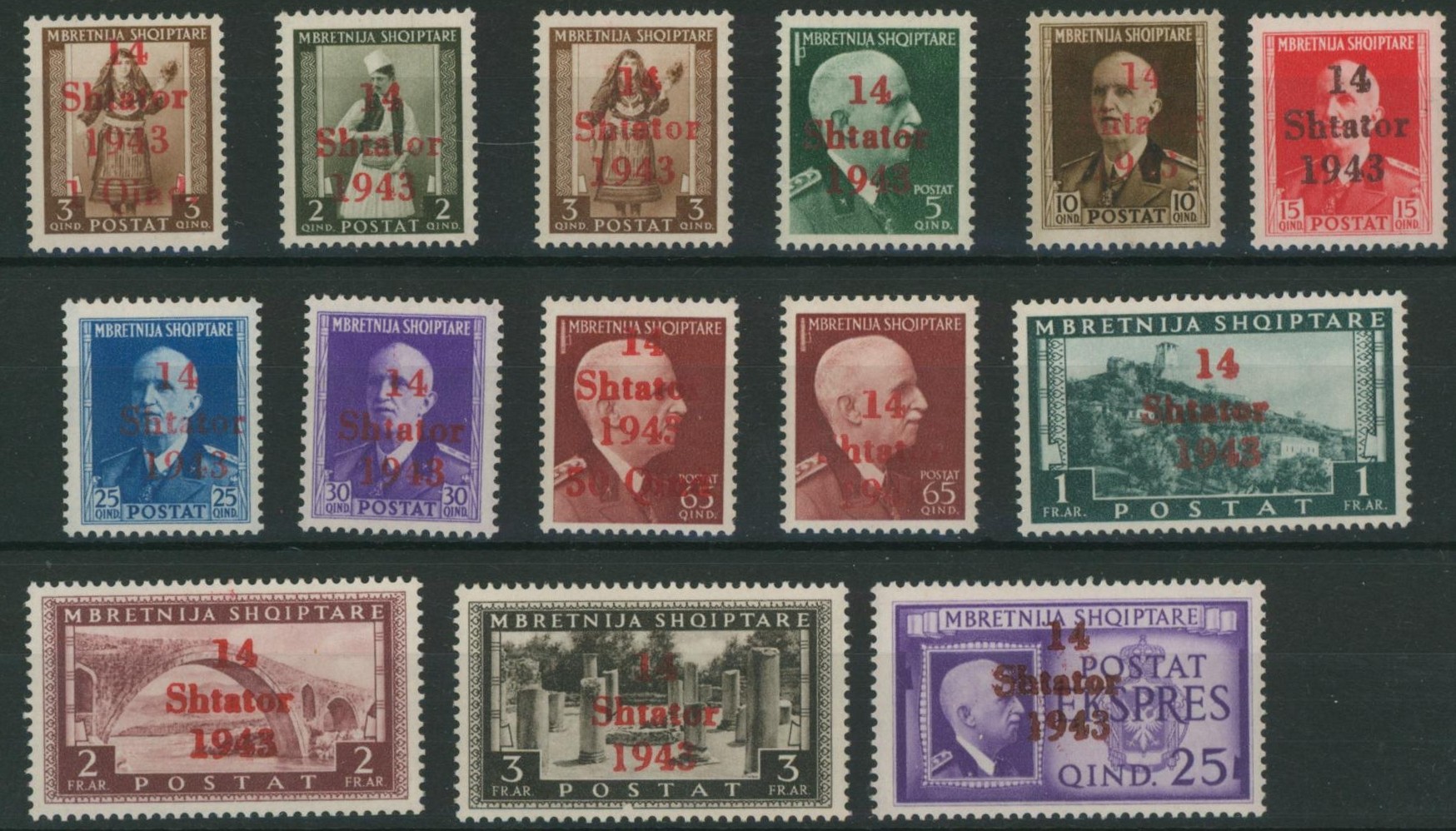 Albanie - Yv n°289/302** surchargé SHTATOR 1943 neuf sans charnières (MNH)