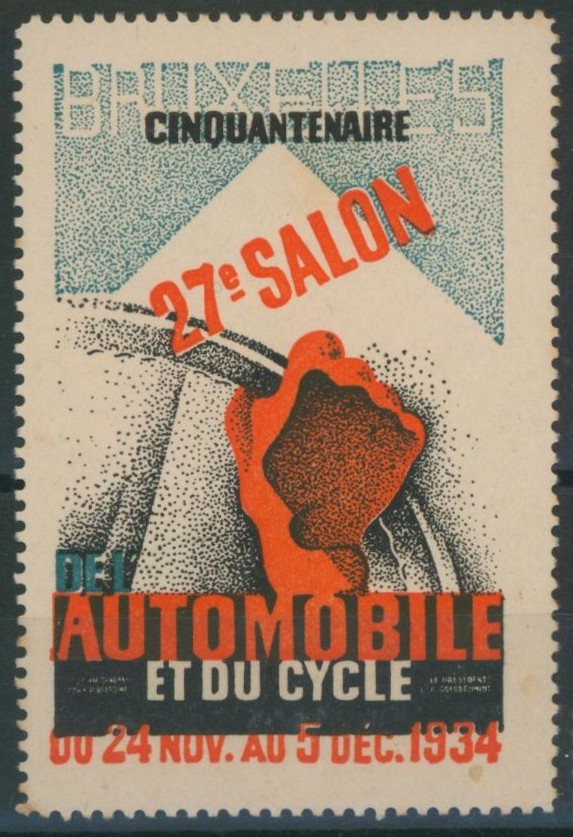 Erinnophilie - vignette Bruxelles cinquentenaire 27e salon automobile & du cycle.