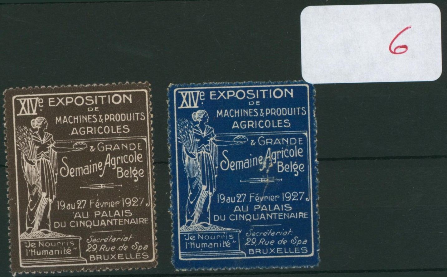 Erinnophilie - Ensemble de 3 vignettes XIVe expositions de machines & produits agricoles (1927)