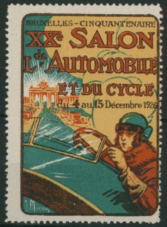 Erinnophilie - Bruxelles cinquantenaire XXe salon de l'automobile et du cycle (1926)