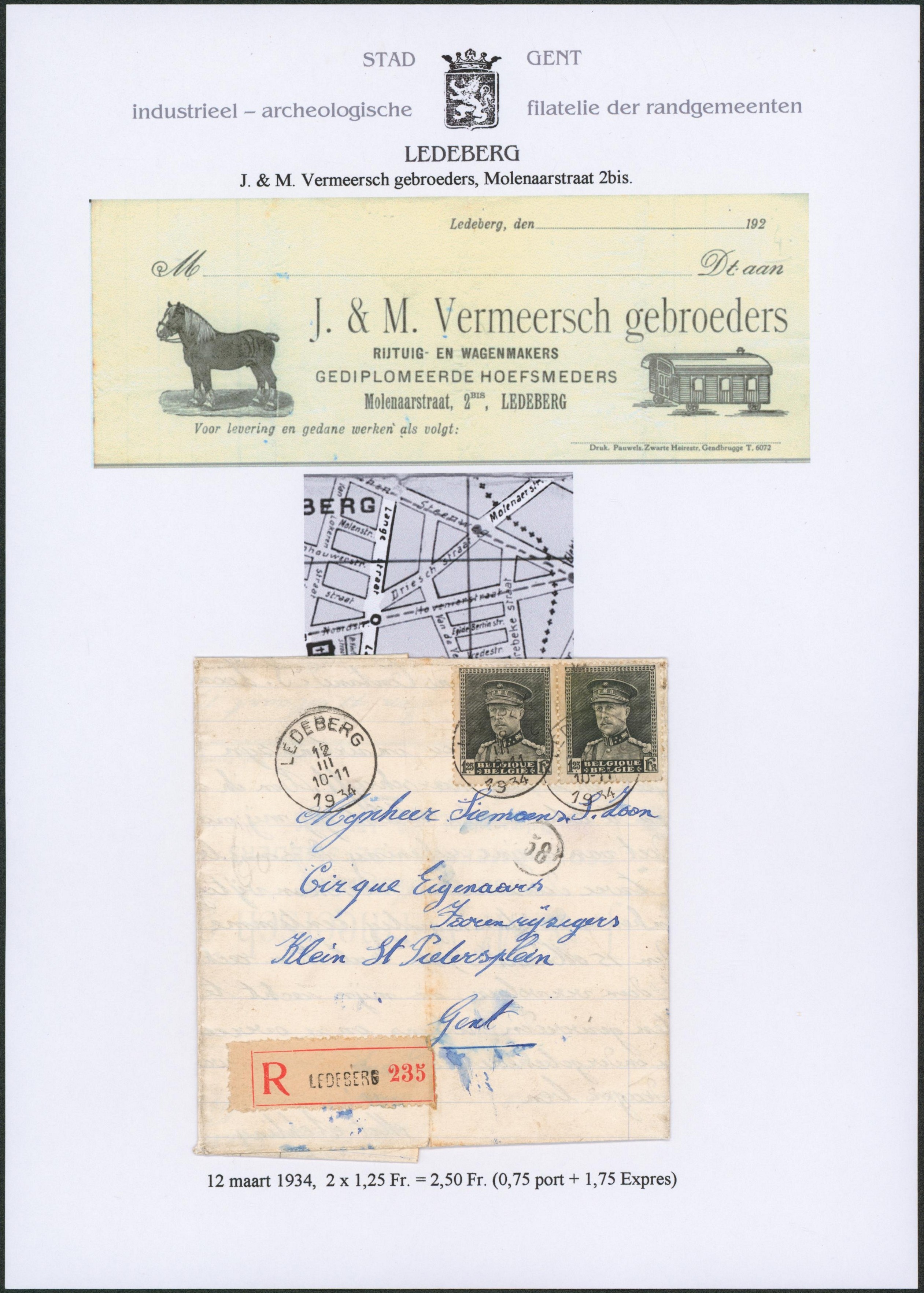 Page de collection - n°318 en paire sur LAC (illustré, rijtuig en wagenmakers) en recommandé de Ledeberg > Gent.