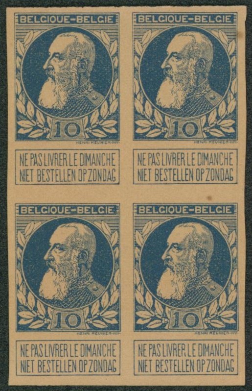 Grosse barbe - essai de couleur sur 10ctm en bleu, bloc de 4 ! TB