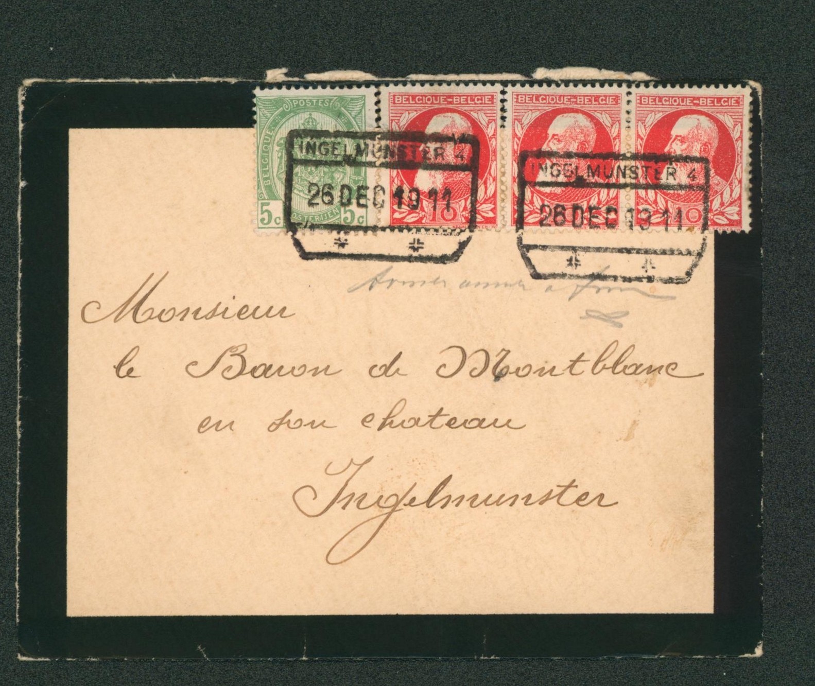 n°74 x3 et 83 sur lettre en expres obl chemin de fer INGELMUNSTER 4 > Baron de moutblanc, ingelmunster