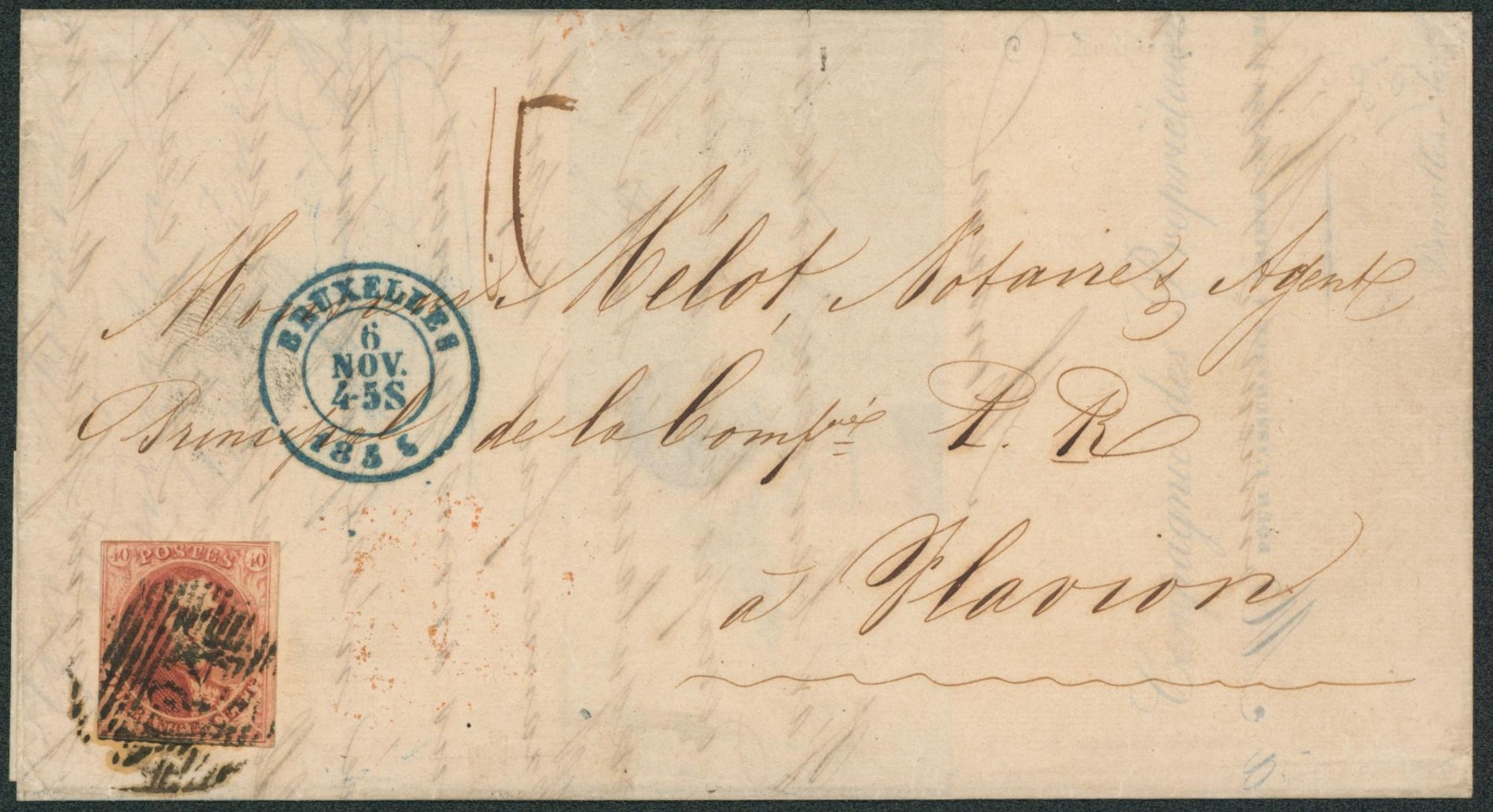 n°12A au filet sur LAC (imprimé) obl P24 çàd Bruxelles > Flavion. cachet de firme au verso.
