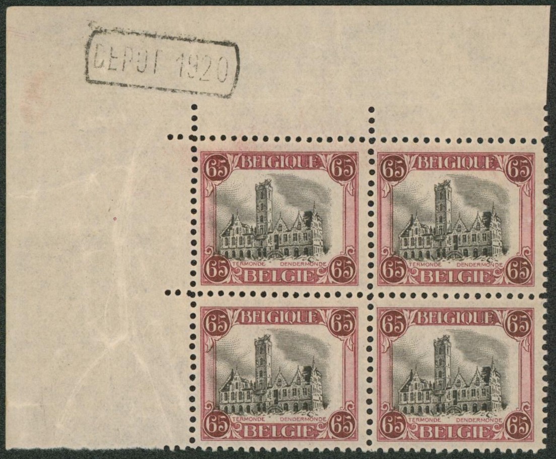 n°182A** en bloc de 4 + dépôt 1920